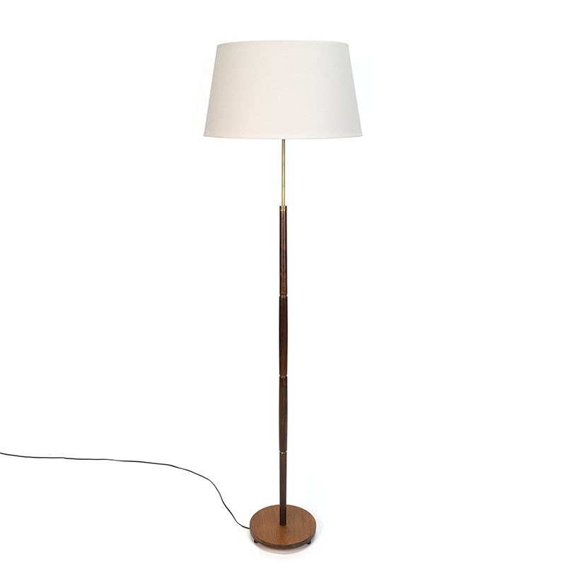 Danish vintage rosewood and brass floor lamp