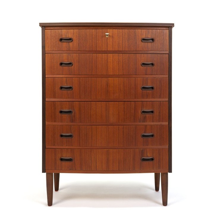 Teak Danish chest of drawers vintage with 6 drawers