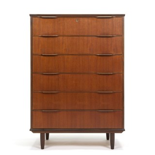 Deense groot model vintage ladekast in teakhout