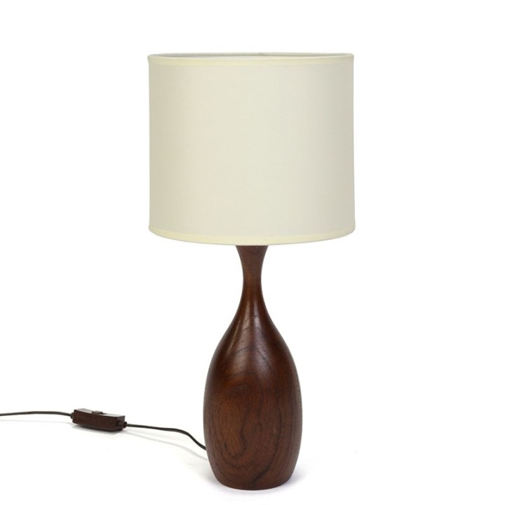 Deense teakhouten tafellamp vintage vijftiger jaren