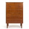 Danish vintage teak chest of drawers with special handle