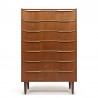 Tall Danish vintage chest of drawers with 7 drawers
