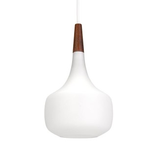 Deense vintage opaline glazen hanglamp van Holmegaard