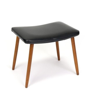 Danish pouf vintage with black skai upholstery