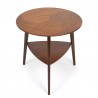 Round vintage Danish side table with teak inlaid top