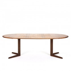 Round extendable vintage teak Danish dining table