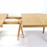 Danish vintage oak round extendable dining table with 3