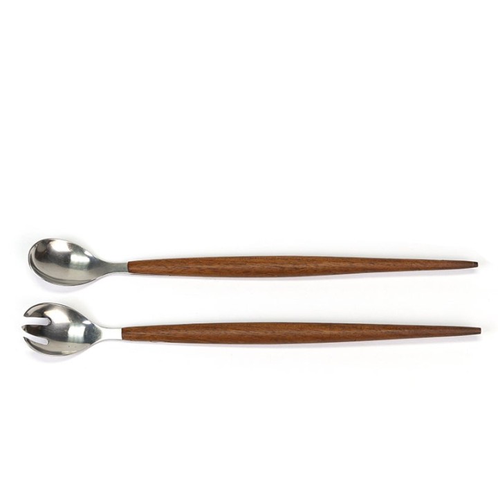 Vintage Danish salad cover in teak and stainless steel