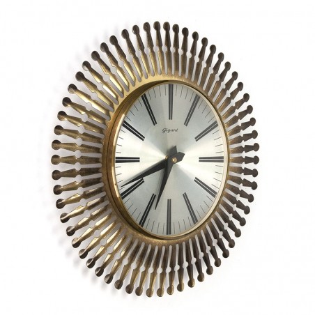 Vintage brass clock sun model