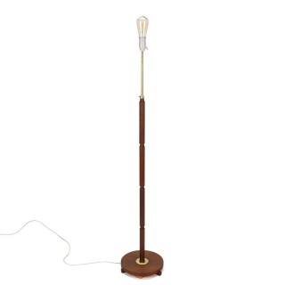 Teak Danish vintage floor lamp with brass detail