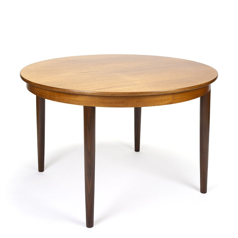 Round model teak vintage extendable dining table