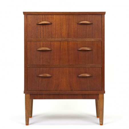 Small narrow model Danish vintage chest of drawers
