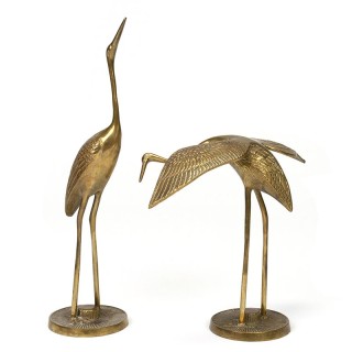 Set of 2 vintage brass cranes