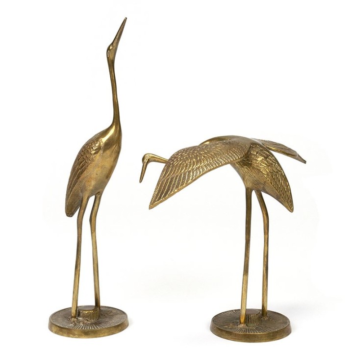 Set of 2 vintage brass cranes