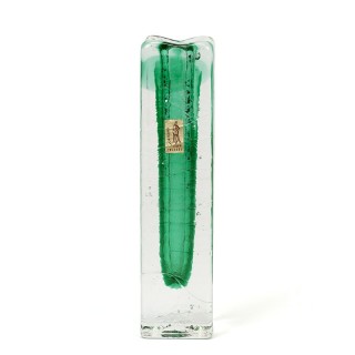 Blok vaas van Schott Zwiesel vintage groen model