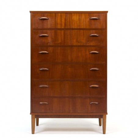 Vintage teak Danish tallboy chest of drawers from the fifties