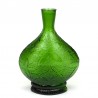 Green glass vintage vase with relief image