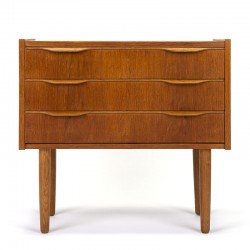 Small model vintage chest of drawers in light teak wood