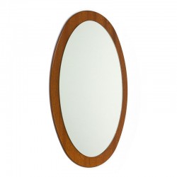Vintage oval model teak mirror