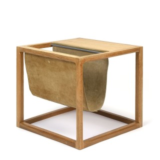 Danish Aksel Kjersgaard side table with newspaper rack in oak