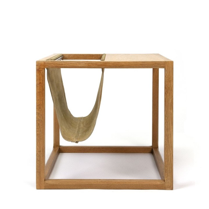 Danish Aksel Kjersgaard side table with newspaper rack in oak