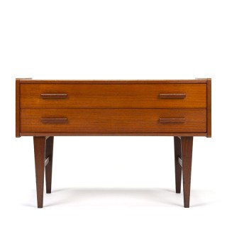 Low model Danish vintage chest of drawers with 2 drawers