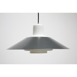 Glazen hanglamp met grijse kap - Retro Studio