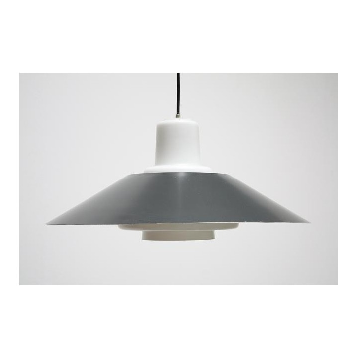 Glass hanging lamp with grey shade - Retro Studio