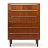Danish vintage chest of drawers with long handle in teak