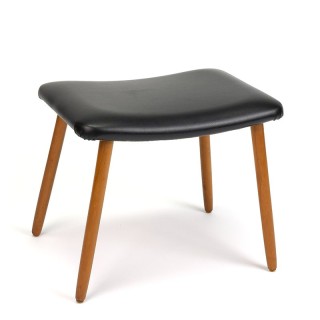 Black Danish vintage pouf or ottoman