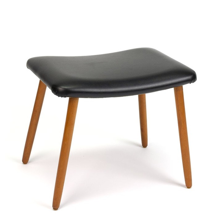 Zwarte Deens vintage poef of ottoman