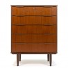 Ladekast in teakhout met 5 lades Deens vintage design