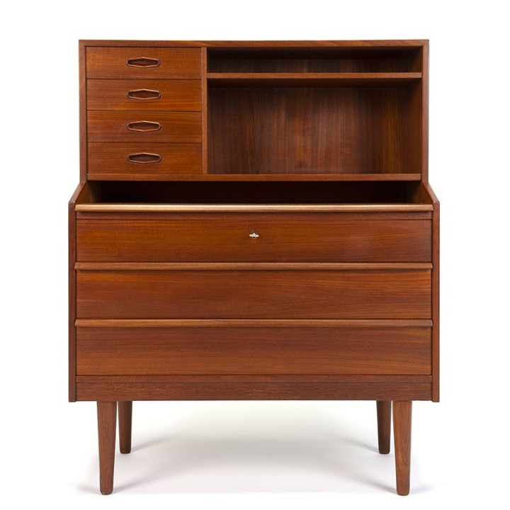 Vintage teakhouten Deense secretaire