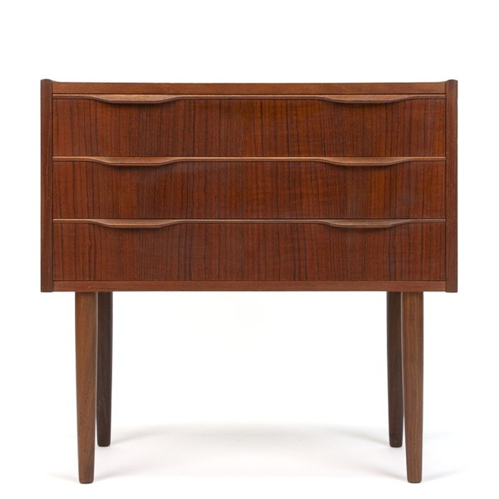 Deense kleine vintage teakhouten ladekast