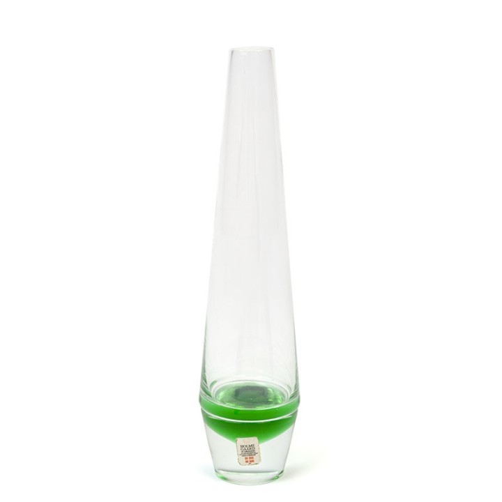 Holmegaard vintage glass vase with green detail