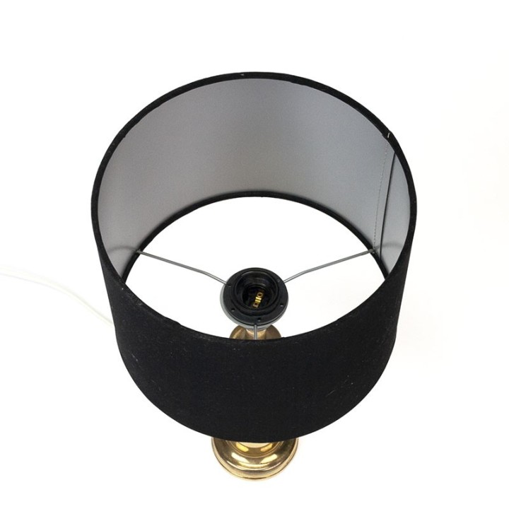 Sixties vintage brass table lamp with black shade