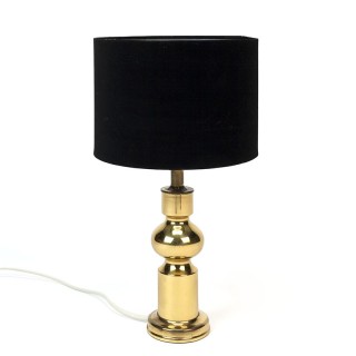 Sixties vintage brass table lamp with black shade