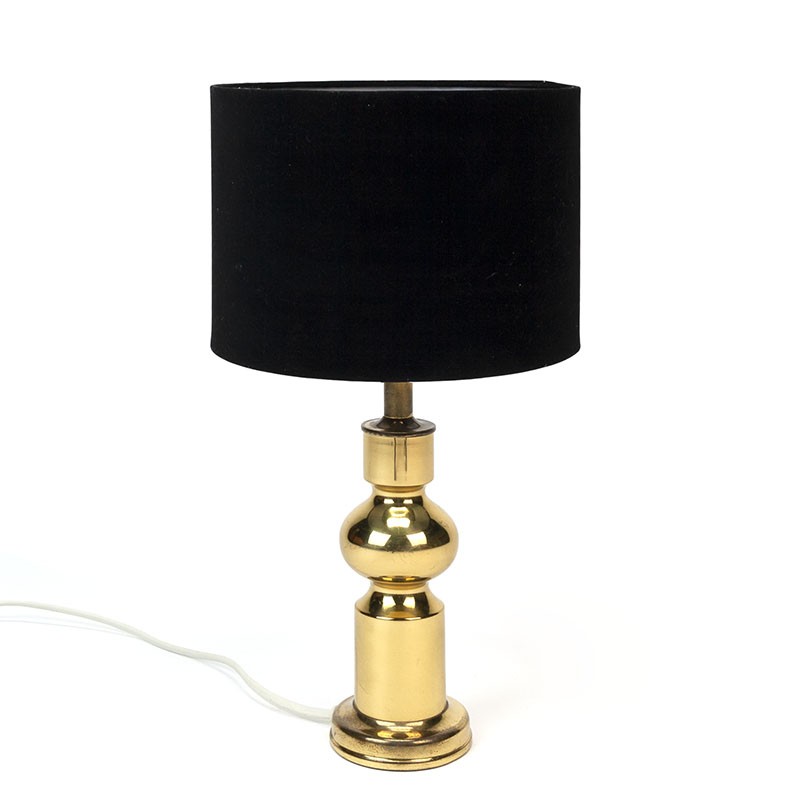 Sixties Vintage Brass Table Lamp With, Antique Brass Lamp With Black Shade