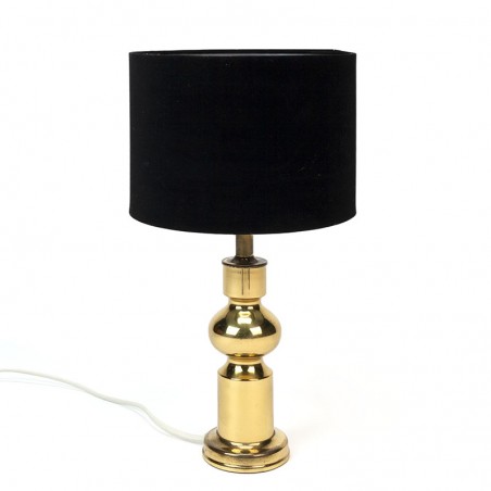 Sixties vintage brass table lamp with black shade