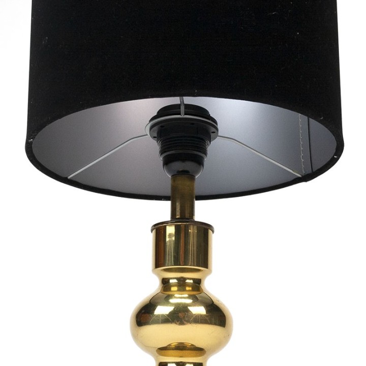 Sixties vintage brass table lamp with black shade