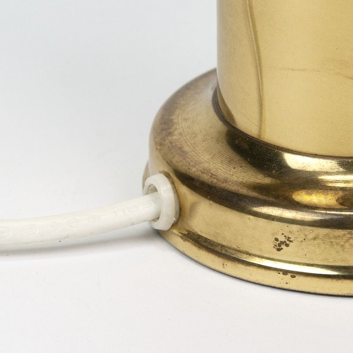 Sixties vintage brass table lamp with black shade