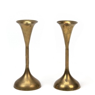 Set brass vintage candlesticks fifties