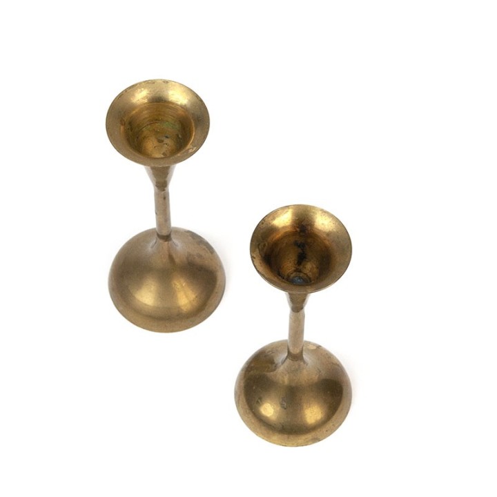 Set brass vintage candlesticks fifties