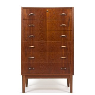 Vintage teakhouten ladekast met 6 lades