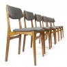 Set of 6 Danish vintage dining table chairs with gray upholstery