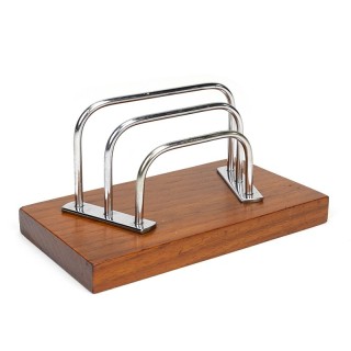 Teak with chrome vintage Danish letter holder