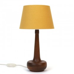 Teakhouten vintage tafellamp met hoge hals