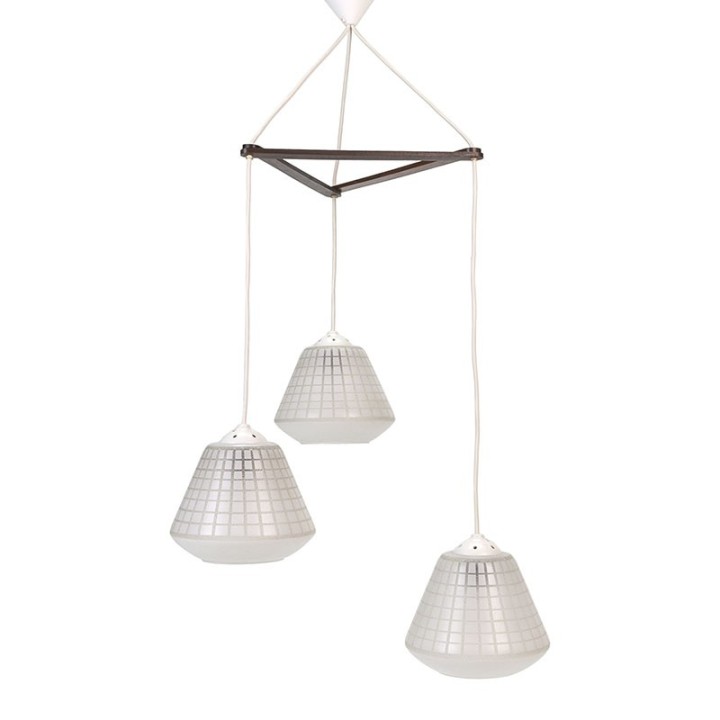 Jaren vijftig Deense vintage hanglamp met 3 kelken
