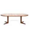 Large vintage round extendable teak dining table
