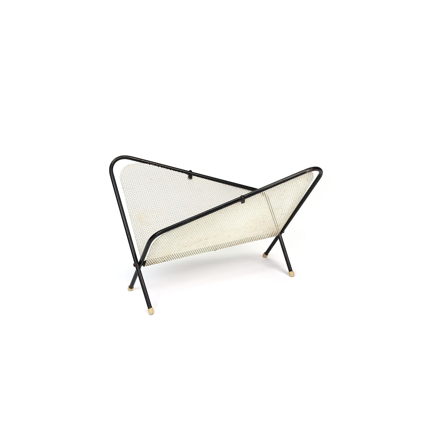 Symmetrical vintage perforated metal magazine rack - Retro